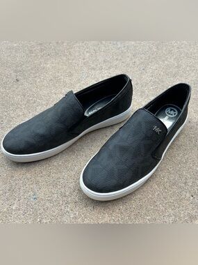 Michael Kors Black Slip-On Casual Sneakers with White Sole